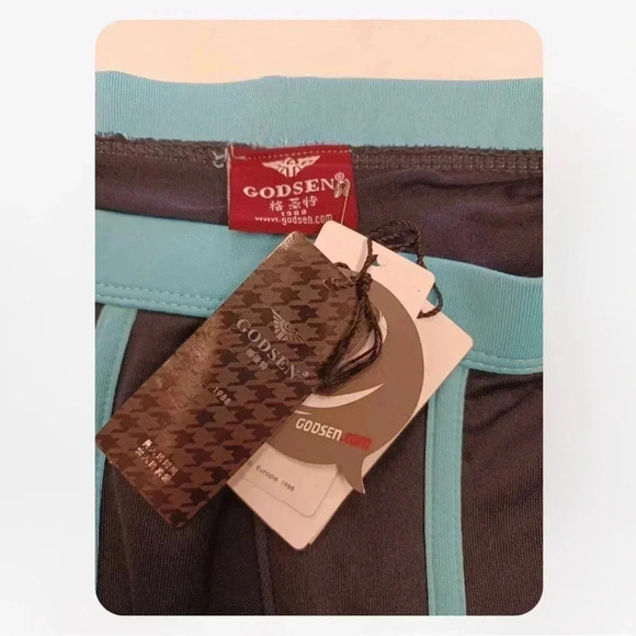 Godsen Black Light Blue Front Zipper Swim Shorts Size Medium - Picture 6 of 6